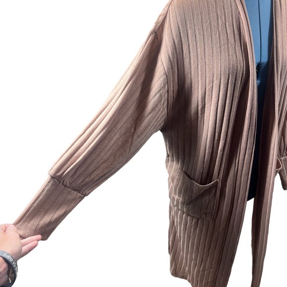 NWT Status by Chenault Ribbed Duster Cardigan Women Camel Size Small Casualwear - Picture 6 of 10